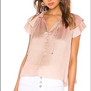 Ulla Johnson Pleated Sade Blouse in Peony